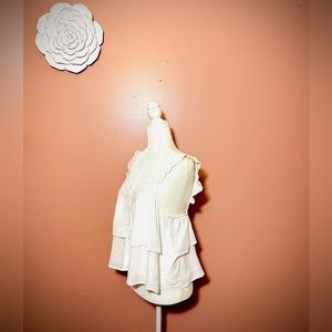 American Eagle Ruffle White Top NWOT